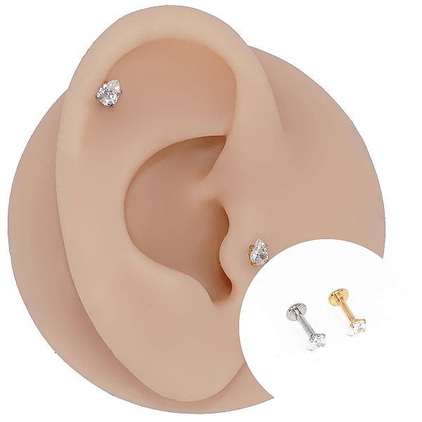 Piercing Labret em Aço Cirúrgico Gota