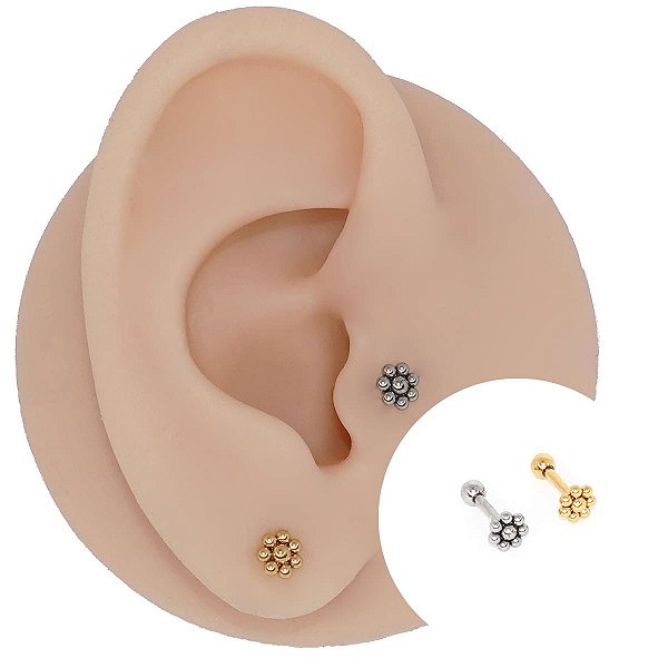 Piercing Microbell em Aço Cirúrgico Flor