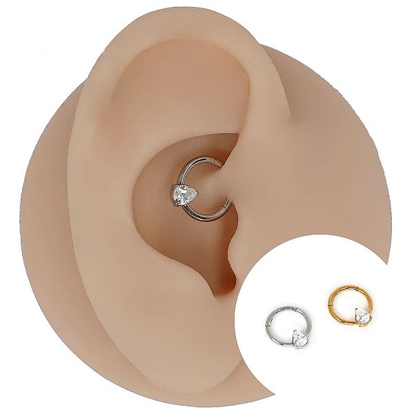 Piercing Argola Aço Cirúrgico Segmento Articulado Zircônia Gota