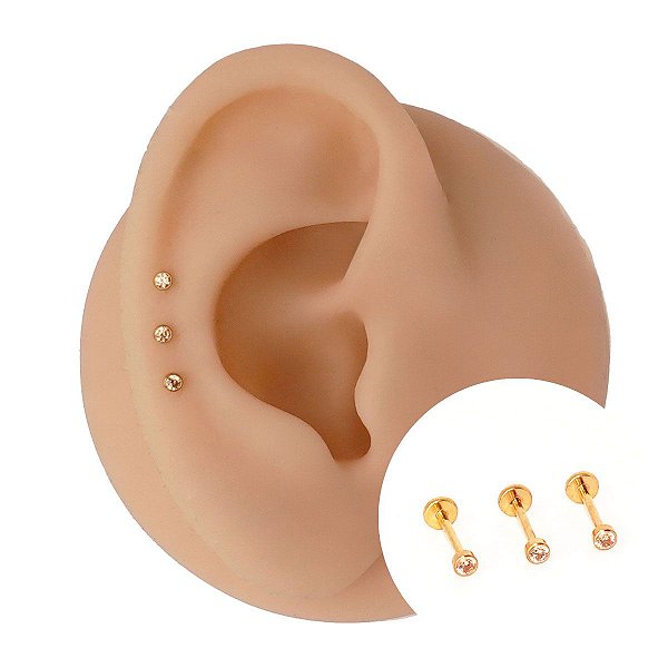 Piercing Australiano em Titânio Plug Flat Champagne Color