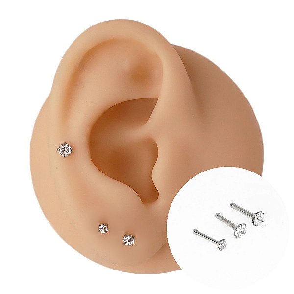 Piercing Encaixe em Aço Cirúrgico Zircônia Cravejada