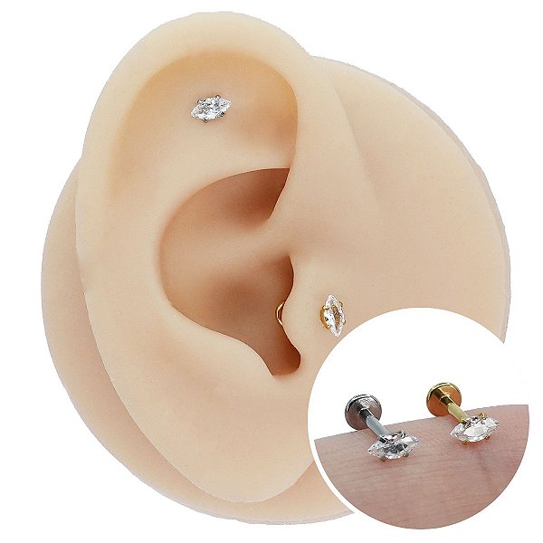 Piercing Labret em Aço Geométrico Losango