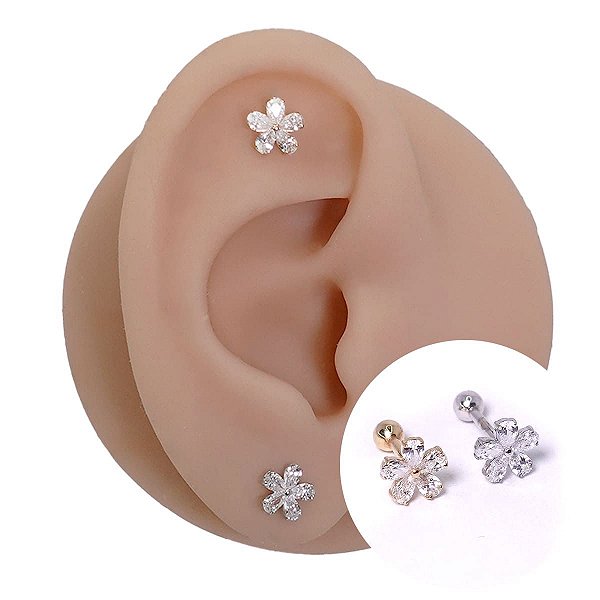 Piercing Microbell em Ouro 18K Flor