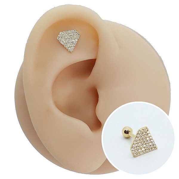 Piercing Microbell Ouro 18K Diamond Flat