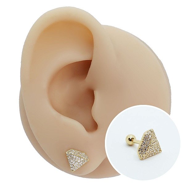 Piercing Microbell Ouro 18K Diamond Zircônias