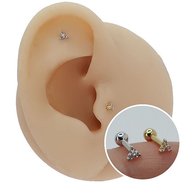 Piercing Microbell Ouro 18K Mini Trillion