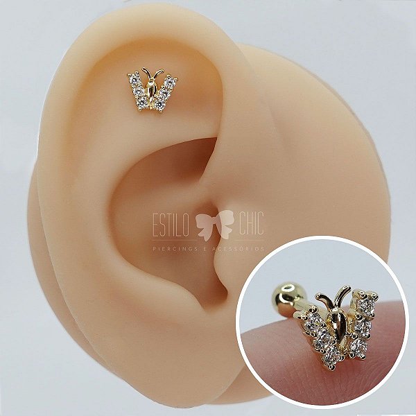 Piercing Microbell Ouro 18K Borboleta