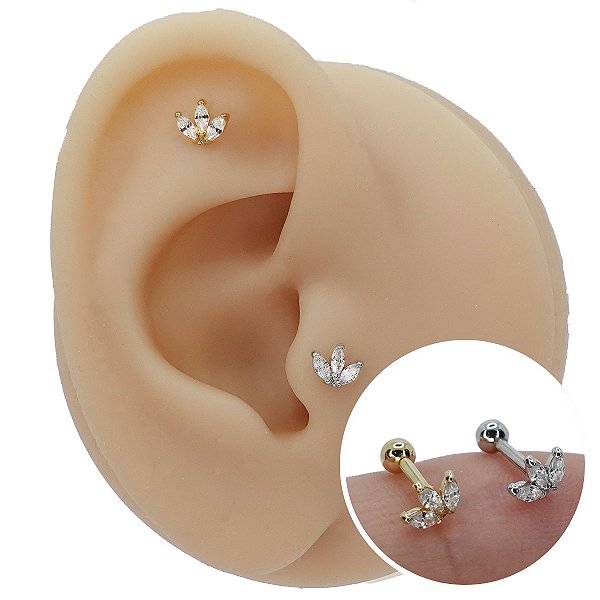 Piercing Microbell Ouro 18K Coroa Princesa
