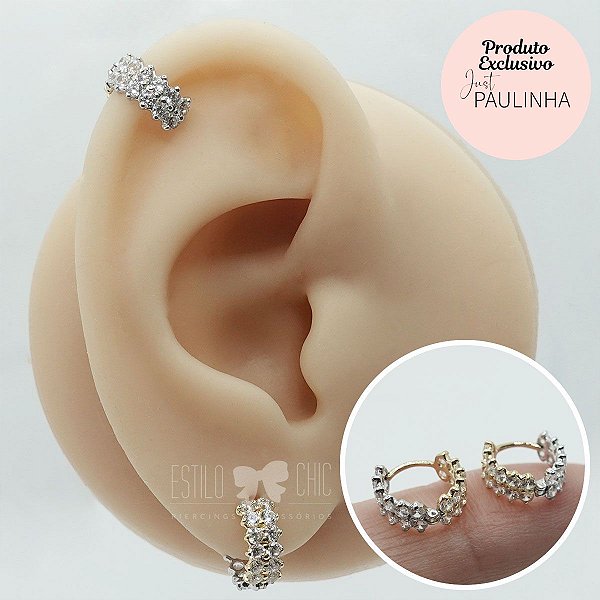 Piercing Argola Clicker Ouro 18K Laurel Duo