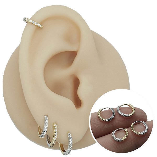 Piercing Argola Clicker Ouro 18K Gisele Duo Slim