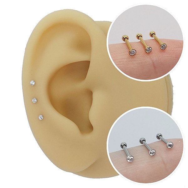 Piercing Australiano em Ouro 18K Com Zircônia
