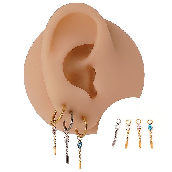 Pingente Para Piercing em Titânio Navete Color