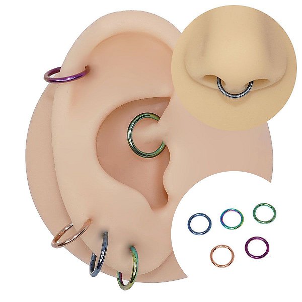 Piercing Argola Clicker Segmento 1,2mm em Aço Colors