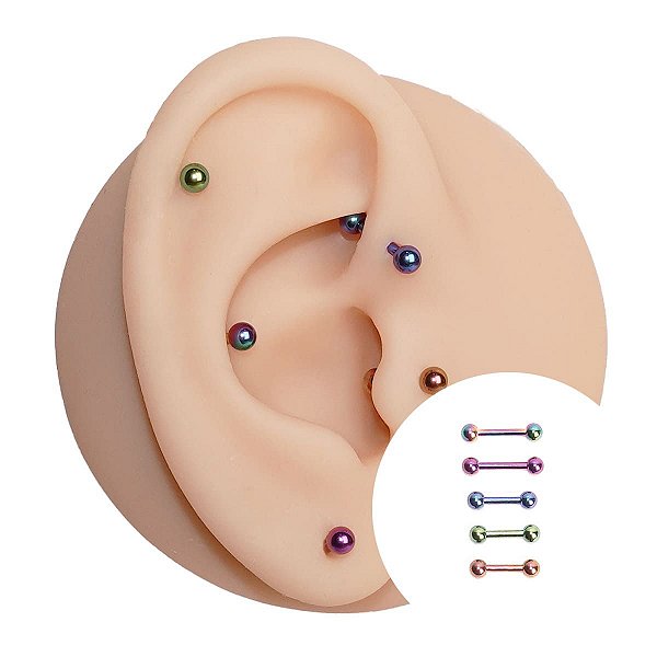 Piercing Microbell Reto em Aço PVD Colorido