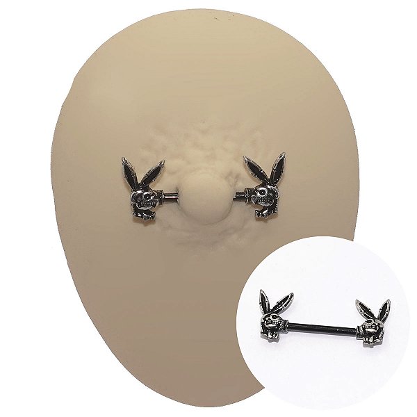 Piercing Playboy Caveira Folheado
