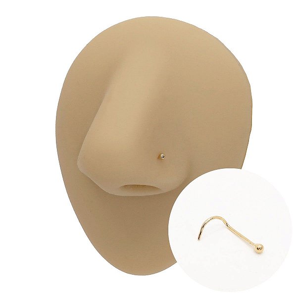 Piercing Folheado Nariz Mini Bolinha Dourado