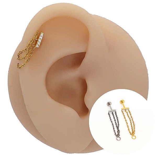Piercing Labret em Titânio Correntes Five