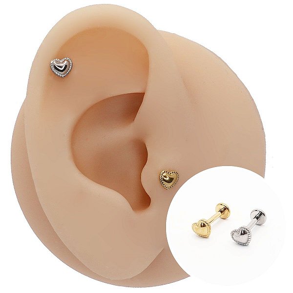 Piercing Labret Aço Cirúrgico Coração