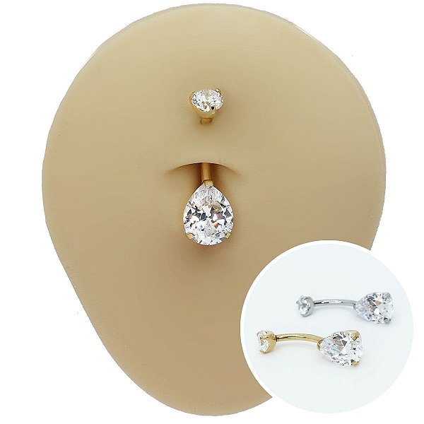 Piercing Banana Titânio Gota 2 Zircônias