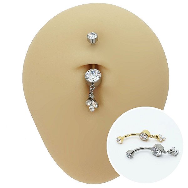 Piercing Banana Titânio Zircônia Pingente Cisne