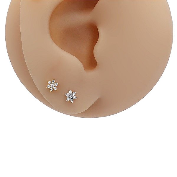 Par de Brinco em Ouro 18K Mini Florzinha