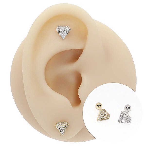 Piercing Microbell Ouro 18K Diamond Bold