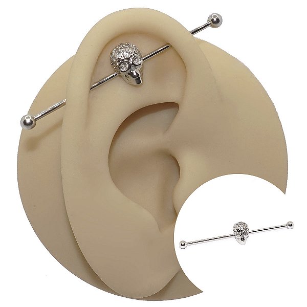 Piercing Transversal Folheado Caveira
