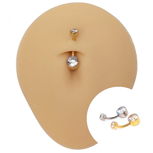 Piercing Banana em Titânio Com Strass Cristal Batterye