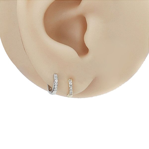 Brinco Argola Folheado Clicker Vivare Zircônias