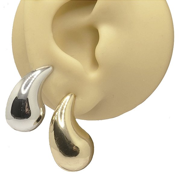 Dupla Brinco Folheado Gota Silver Gold
