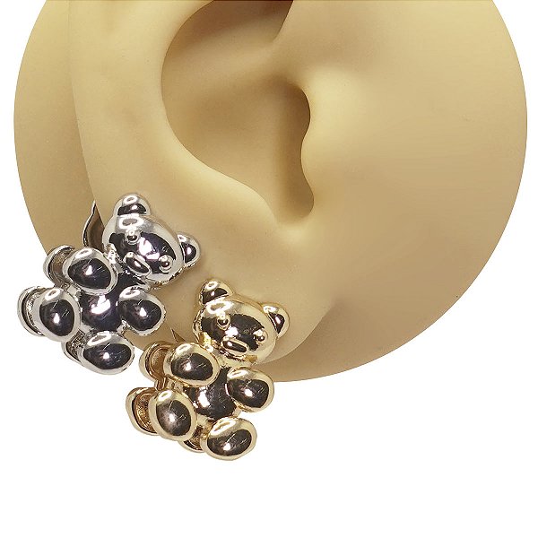 Brinco Argola Clicker Folheado Ursinho Teodor