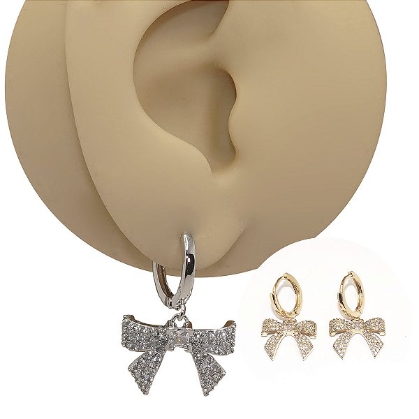 Brinco Argola Clicker Folheado Laço Grande