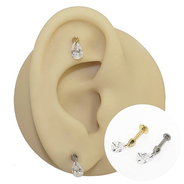 Piercing Labret em Titânio Pingente Gota