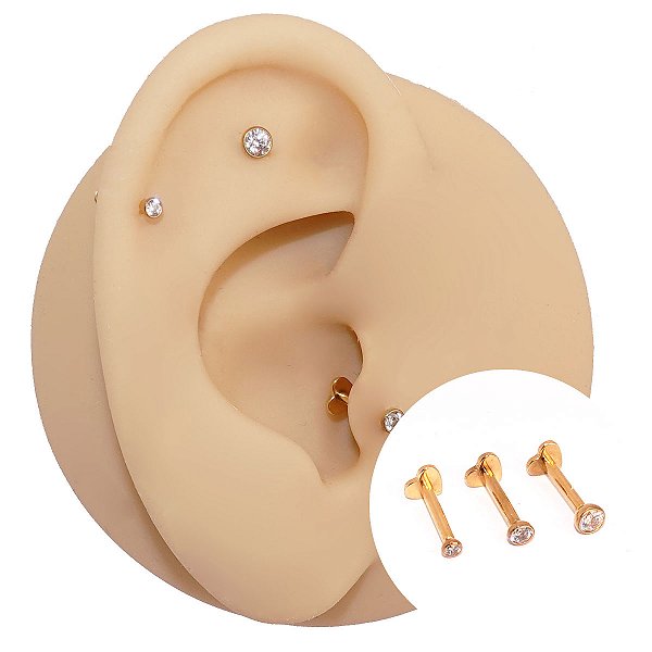 Piercing Labret em Titânio Plug Zircônia