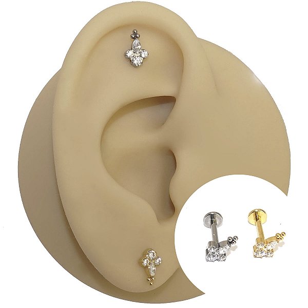 Piercing Labret em Titânio Hindy Zircônias