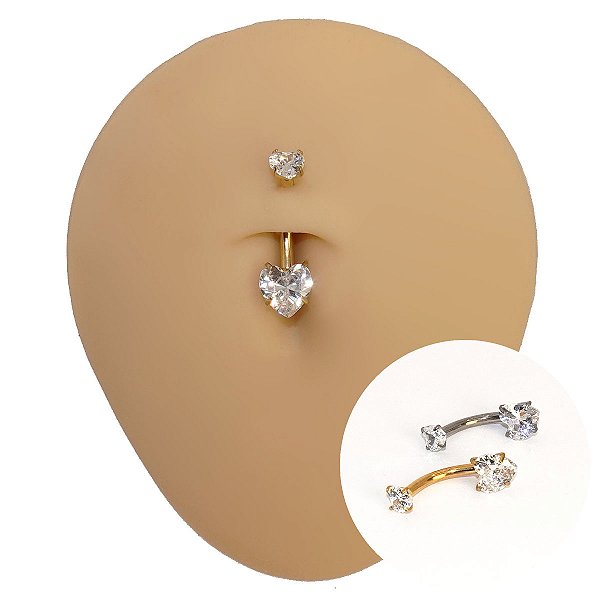 Piercing Banana em Titânio Zircônia Coração