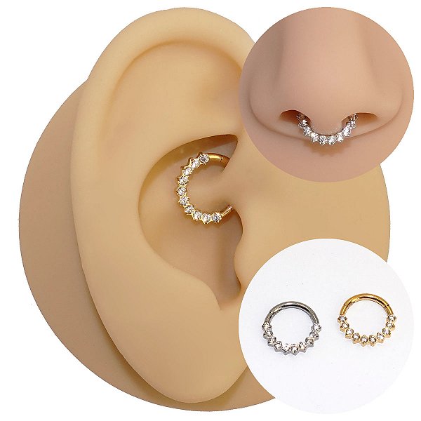 Piercing Argola Clicker em Titânio Delicate Zircônias