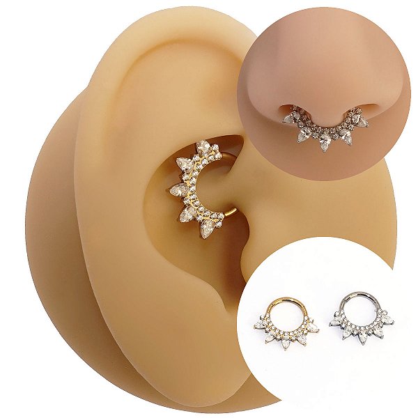 Piercing Argola Clicker em Titânio Divine Zircônias
