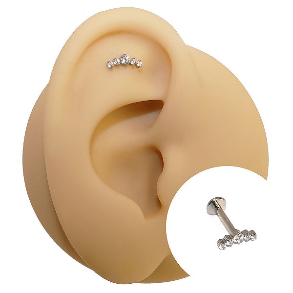 Piercing Cascata em Titânio Cinco Zircônias