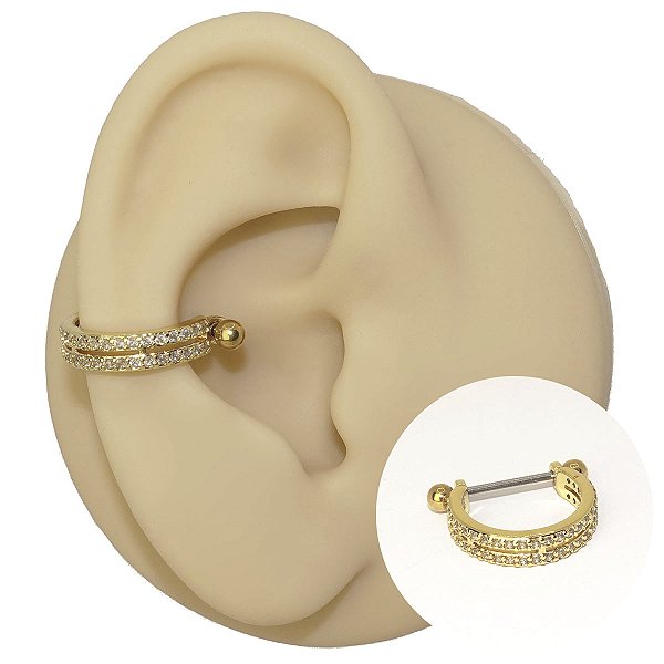 Piercing Argola Barbell Folheado Classic Zircônia