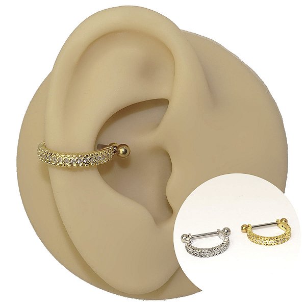 Piercing Argola Barbell Folheado Princess Zircônia