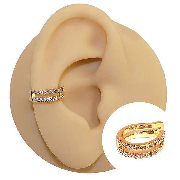 Piercing Argola Folheado Fake Zircônias Double