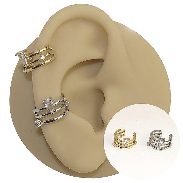 Piercing Argola Folheado Fake Zircônias