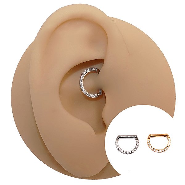 Piercing Meia Argola em Titânio com Zircônia