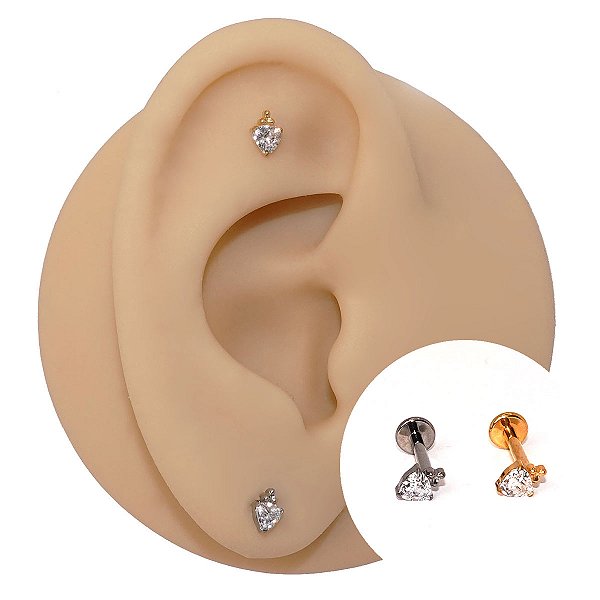 Piercing Labret em Titânio Zircônia Balls