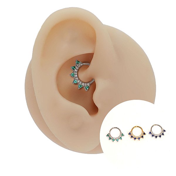 Piercing Argola Folheado Torção Mykonos 7 Pedras
