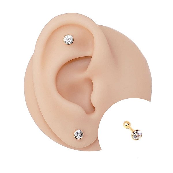 Piercing Microbell Reto Zircônia em Ouro 18K Foggia