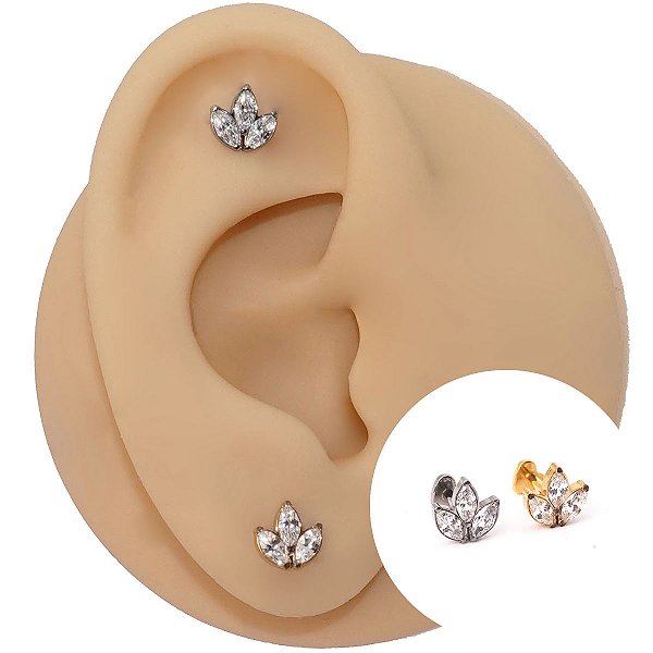 Piercing Labret Titânio Folha Zircônia