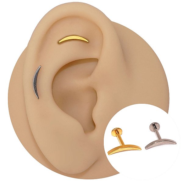 Piercing Labret em Titânio Curve Lisa