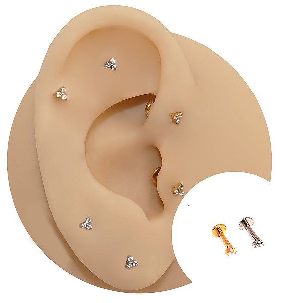 Piercing Labret em Titânio Mini Trilion Rosca Interna